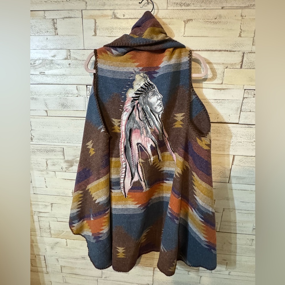 Multicolor Patterned Vest with Embroidered Design